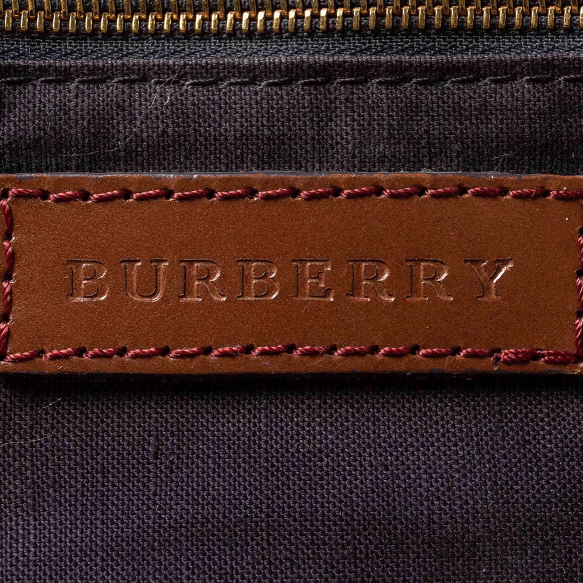 Vintage Authentic Burberry Brown House Check Orchard Owl Satchel Italy LARGE For Sale 1