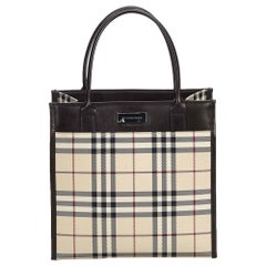 Vintage Authentic Burberry Brown House Check Tote Bag United Kingdom LARGE