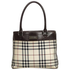 Vintage Authentic Burberry Brown House Check Tote Bag United Kingdom LARGE