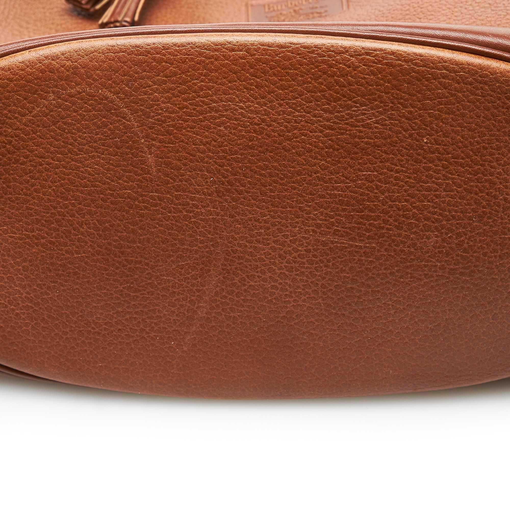 Vintage Authentic Burberry Brown Leather Bucket Bag United Kingdom MEDIUM  For Sale 2