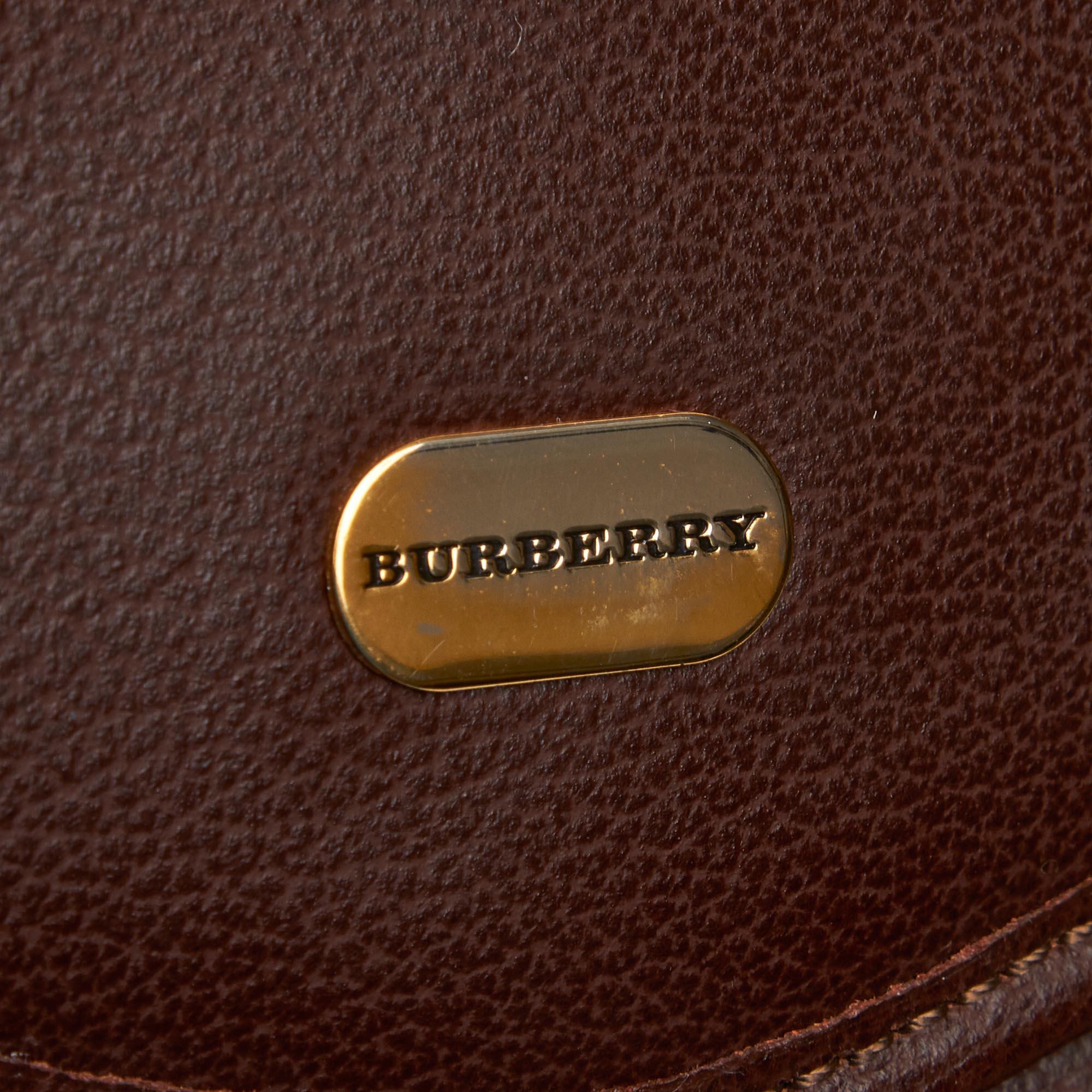 Vintage Authentic Burberry Brown Leather Clutch Bag United Kingdom SMALL  For Sale 1
