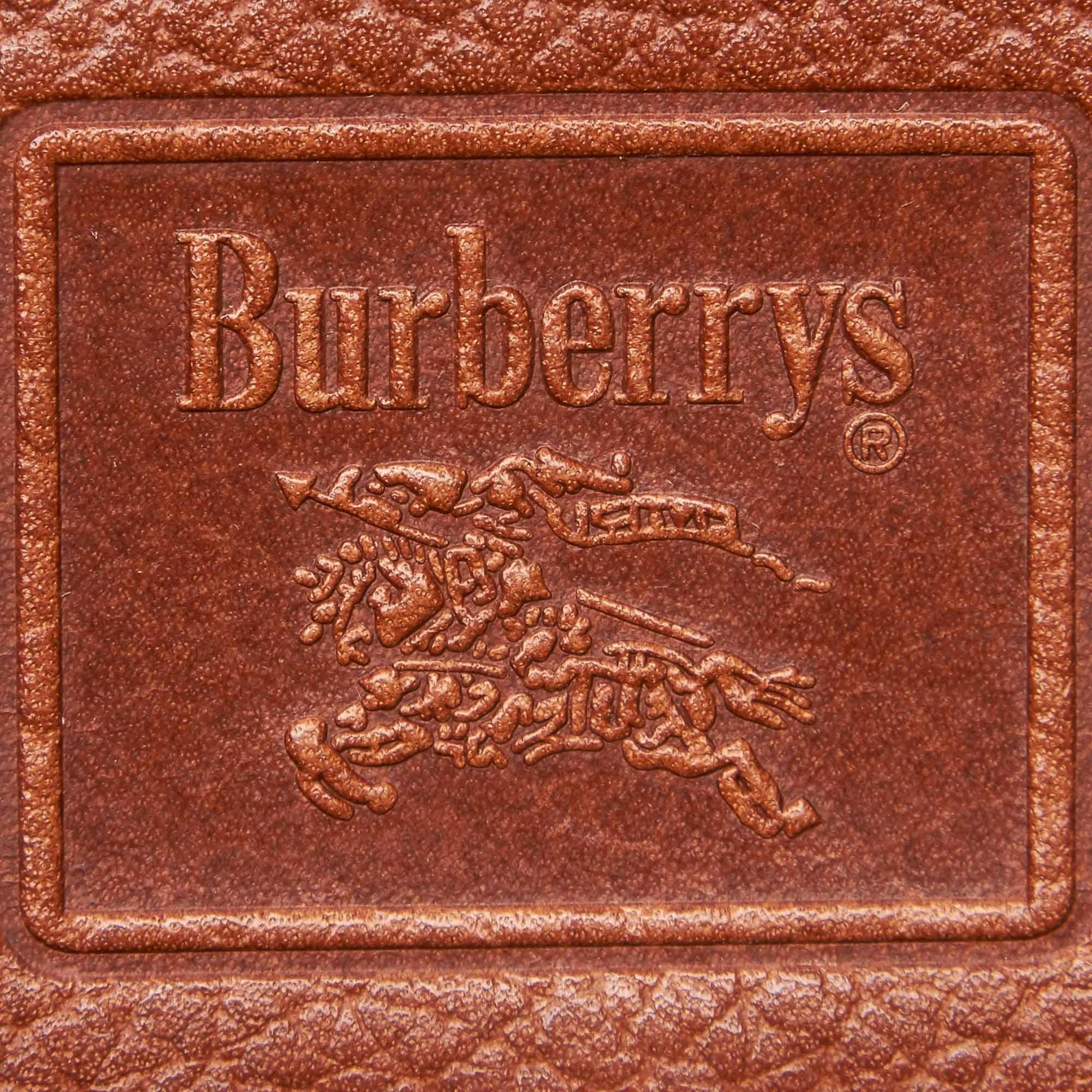 Vintage Authentic Burberry Brown Leather Handbag United Kingdom MEDIUM  For Sale 2