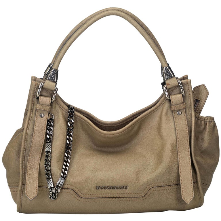 Vintage Authentic Burberry Brown Leather Hobo Bag Turkey w/ Dust Bag