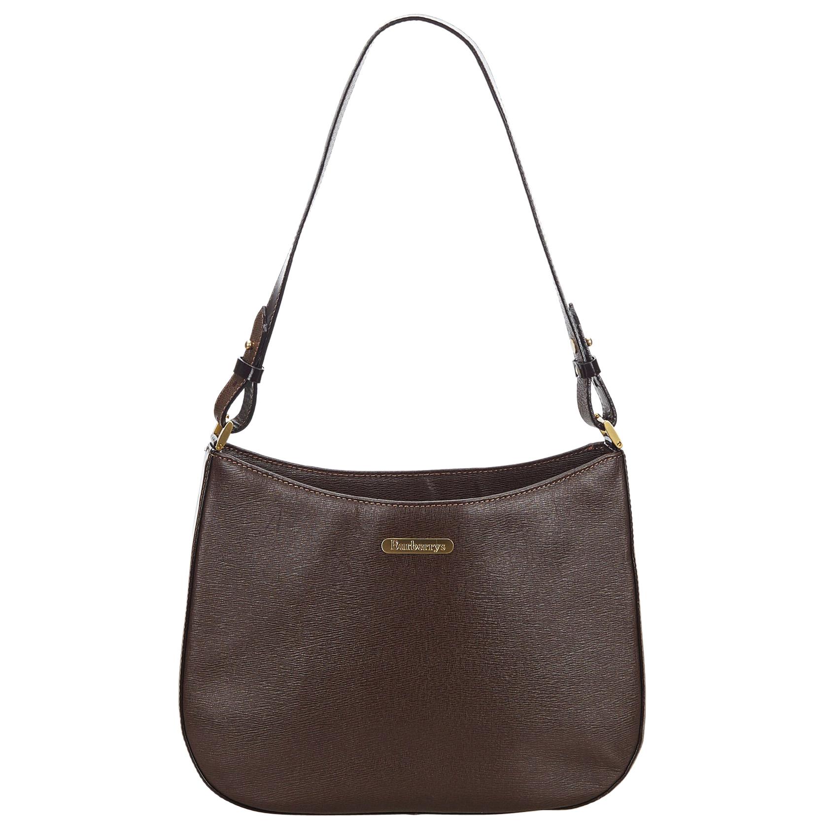 Vintage Authentic Burberry Brown Leather Shoulder Bag UNITED KINGDOM