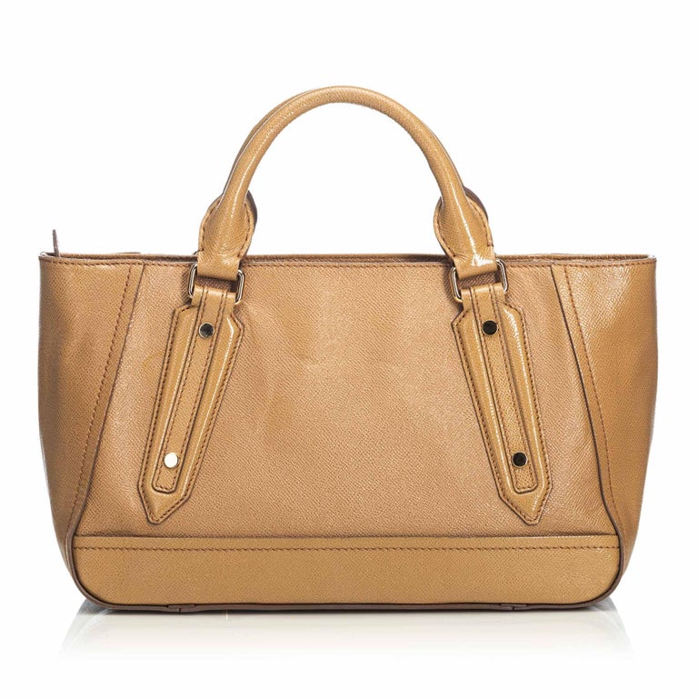 Vintage Authentic Burberry Brown Leather Somerford Satchel Italy MEDIUM