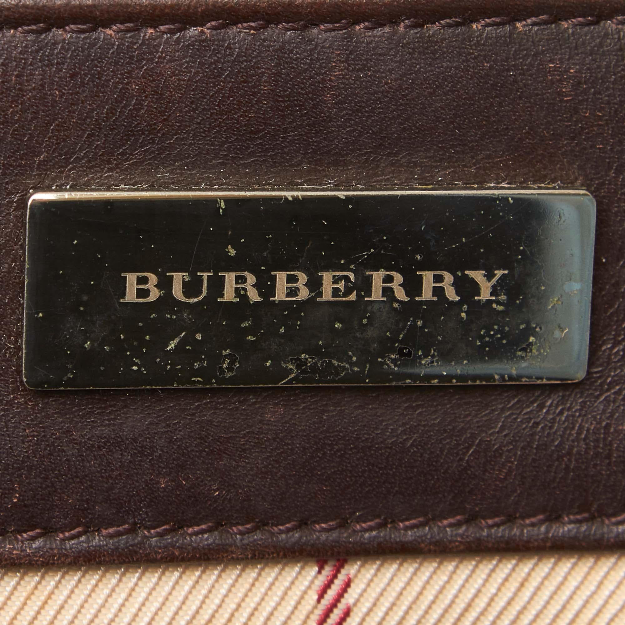 Beige Vintage Authentic Burberry Brown Plaid Boston Bag United Kingdom MEDIUM  For Sale