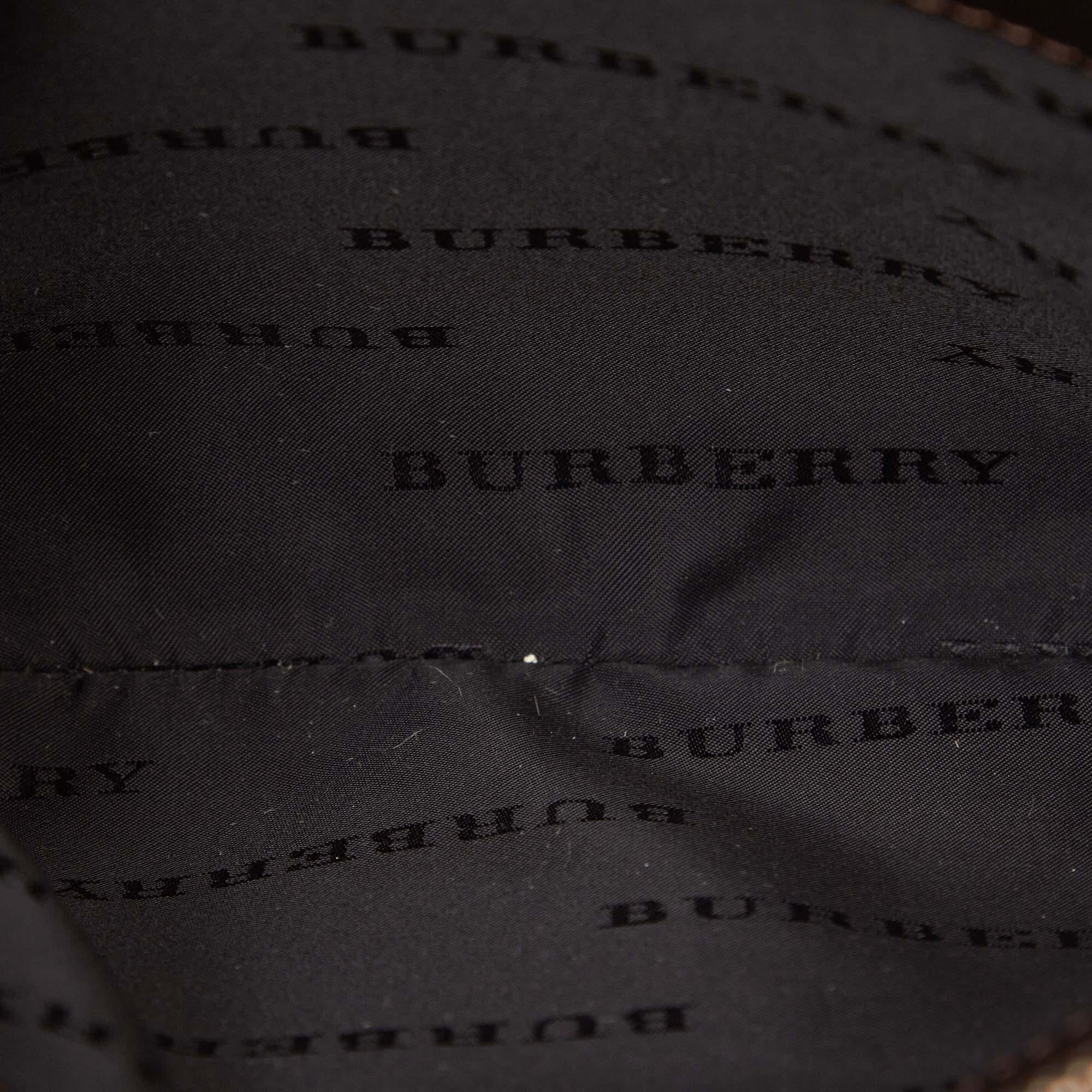 Vintage Authentic Burberry Brown Plaid Canvas Handbag United Kingdom SMALL  3