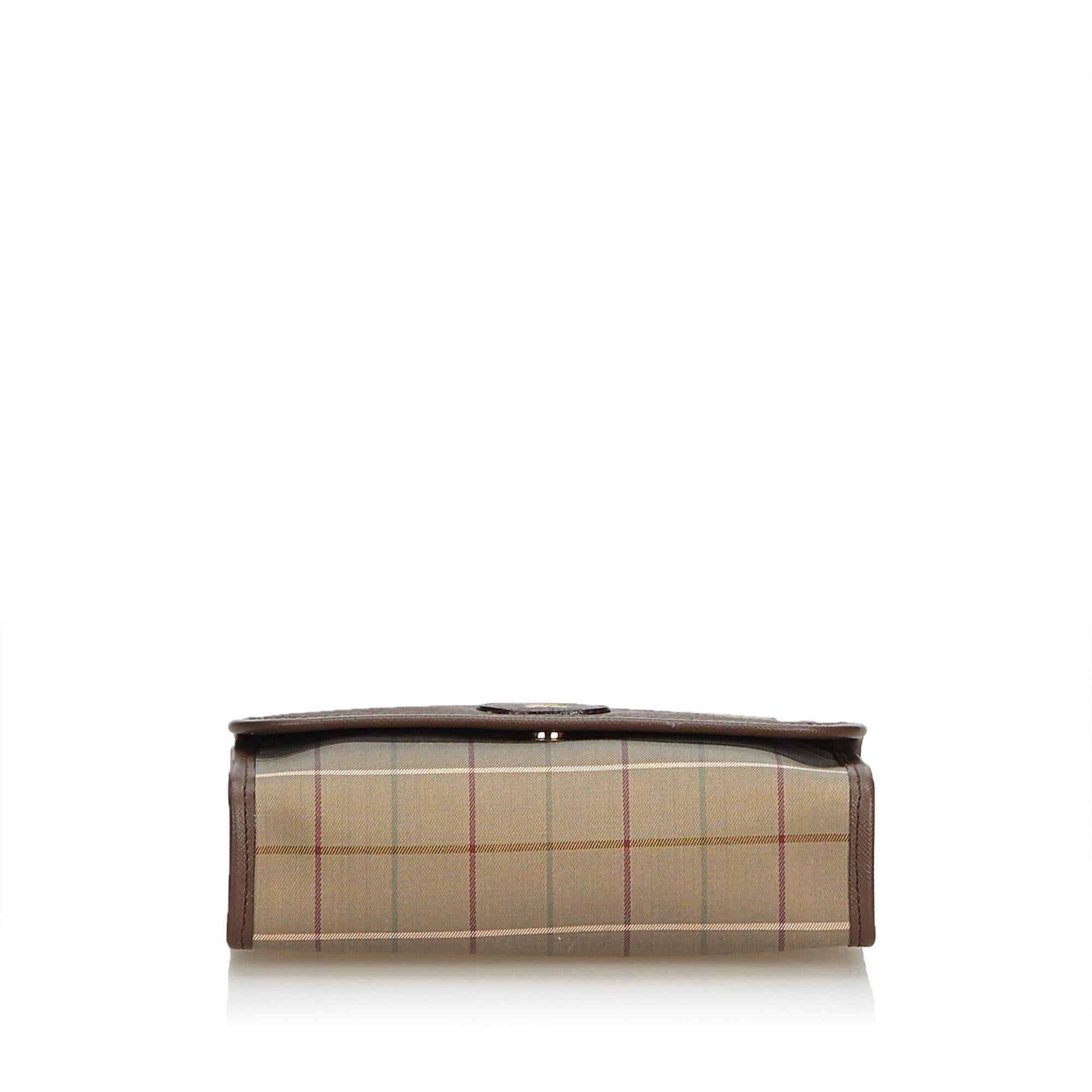 Women's Vintage Authentic Burberry Brown Plaid Clutch Bag United Kingdom w Box SMALL  For Sale