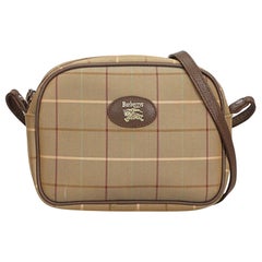 Vintage Authentic Burberry Brown Plaid Crossbody Bag United Kingdom SMALL