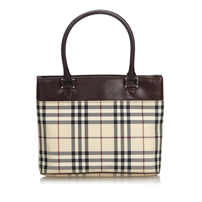 Vintage Authentic Burberry Brown Plaid Handbag United Kingdom MEDIUM at ...