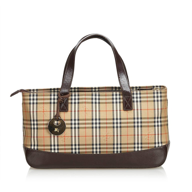Vintage Authentic Burberry Brown Plaid Handbag United Kingdom MEDIUM ...