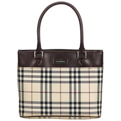 Vintage Authentic Burberry Brown Plaid Handbag United Kingdom MEDIUM 