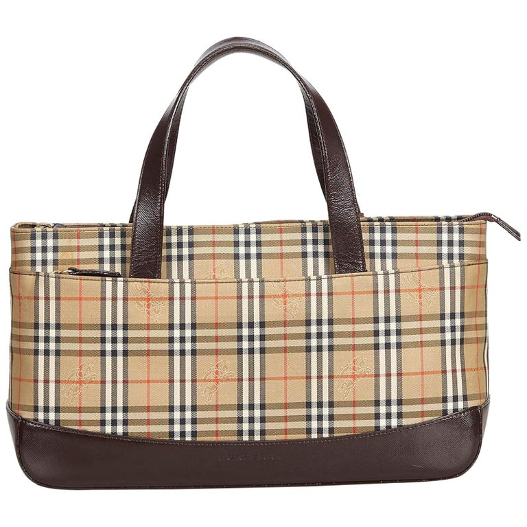 Vintage Authentic Burberry Brown Plaid Handbag United Kingdom MEDIUM ...