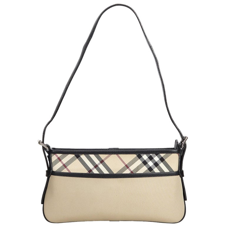 Vintage Authentic Burberry Brown Plaid Shoulder Bag United Kingdom