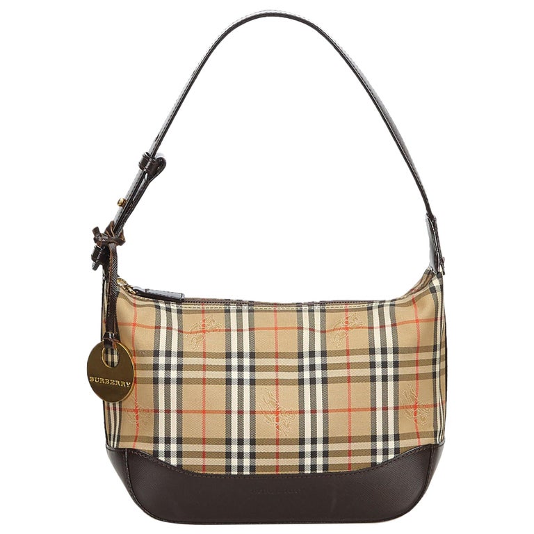 Vintage Authentic Burberry Brown Plaid Shoulder Bag United Kingdom