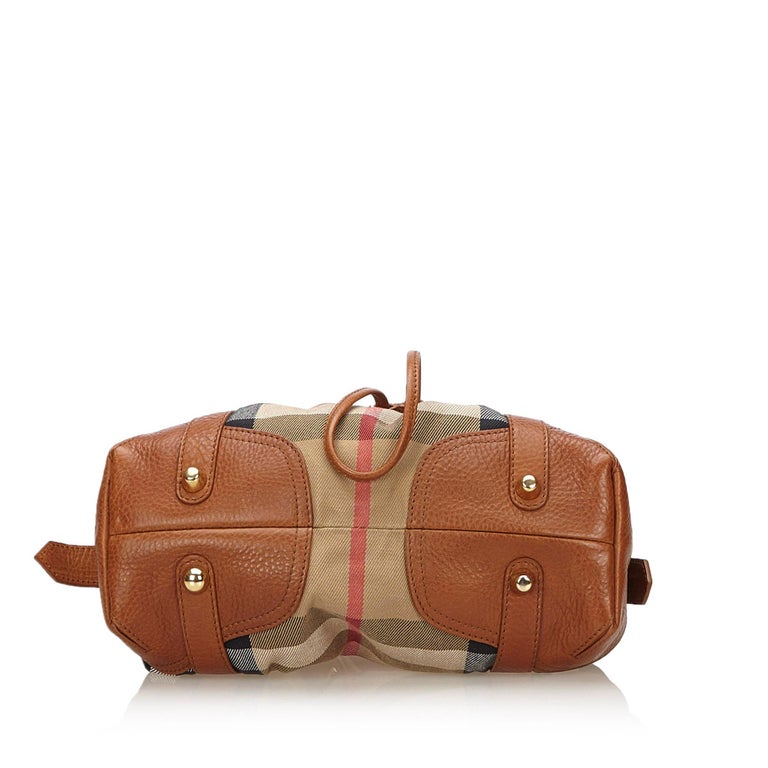 Vintage Authentic Burberry Brown Plaid Shoulder Bag United Kingdom w