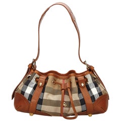 Vintage Authentic Burberry Brown Plaid Shoulder Bag United Kingdom w MEDIUM