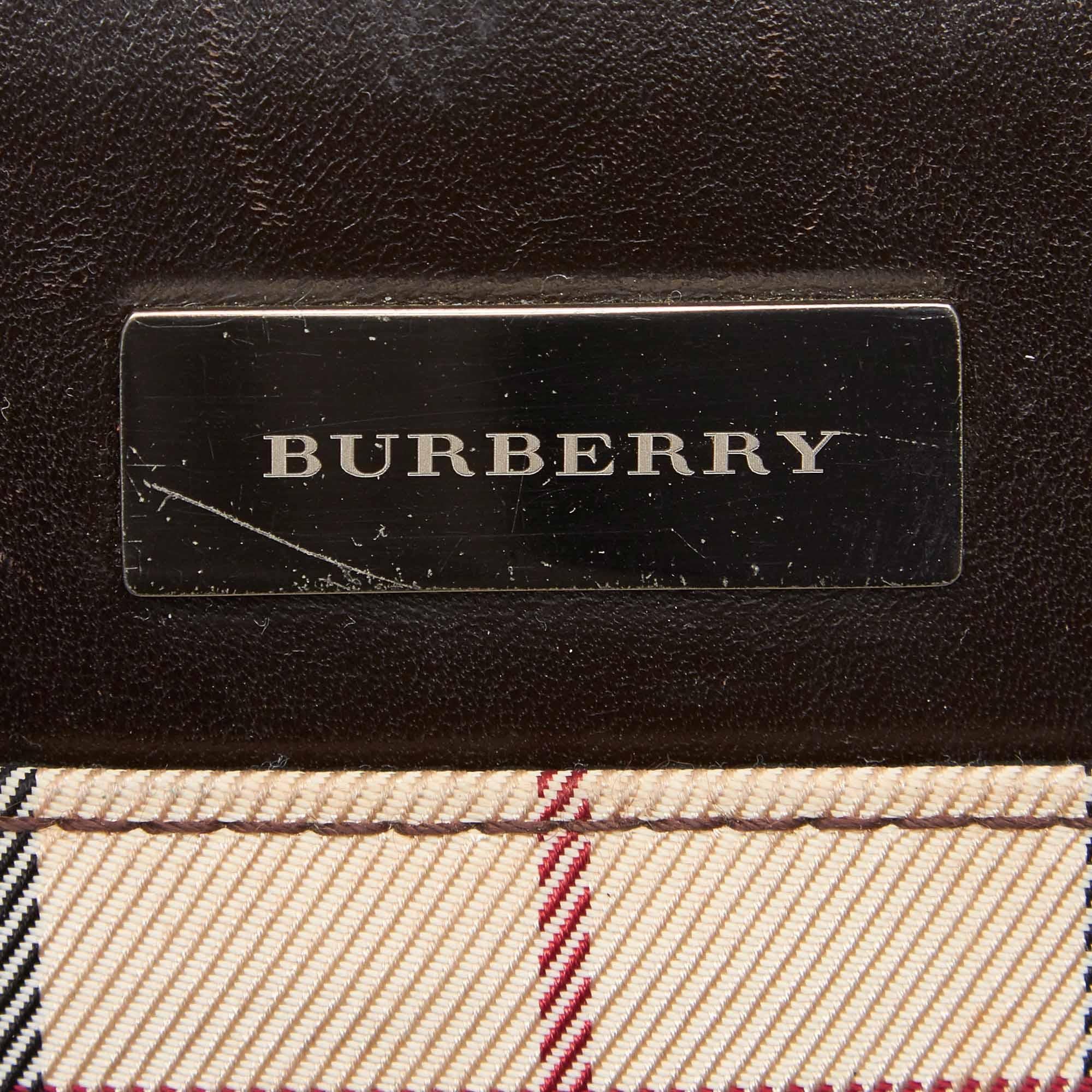 Vintage Authentic Burberry Brown Plaid Tote United Kingdom LARGE  For Sale 1