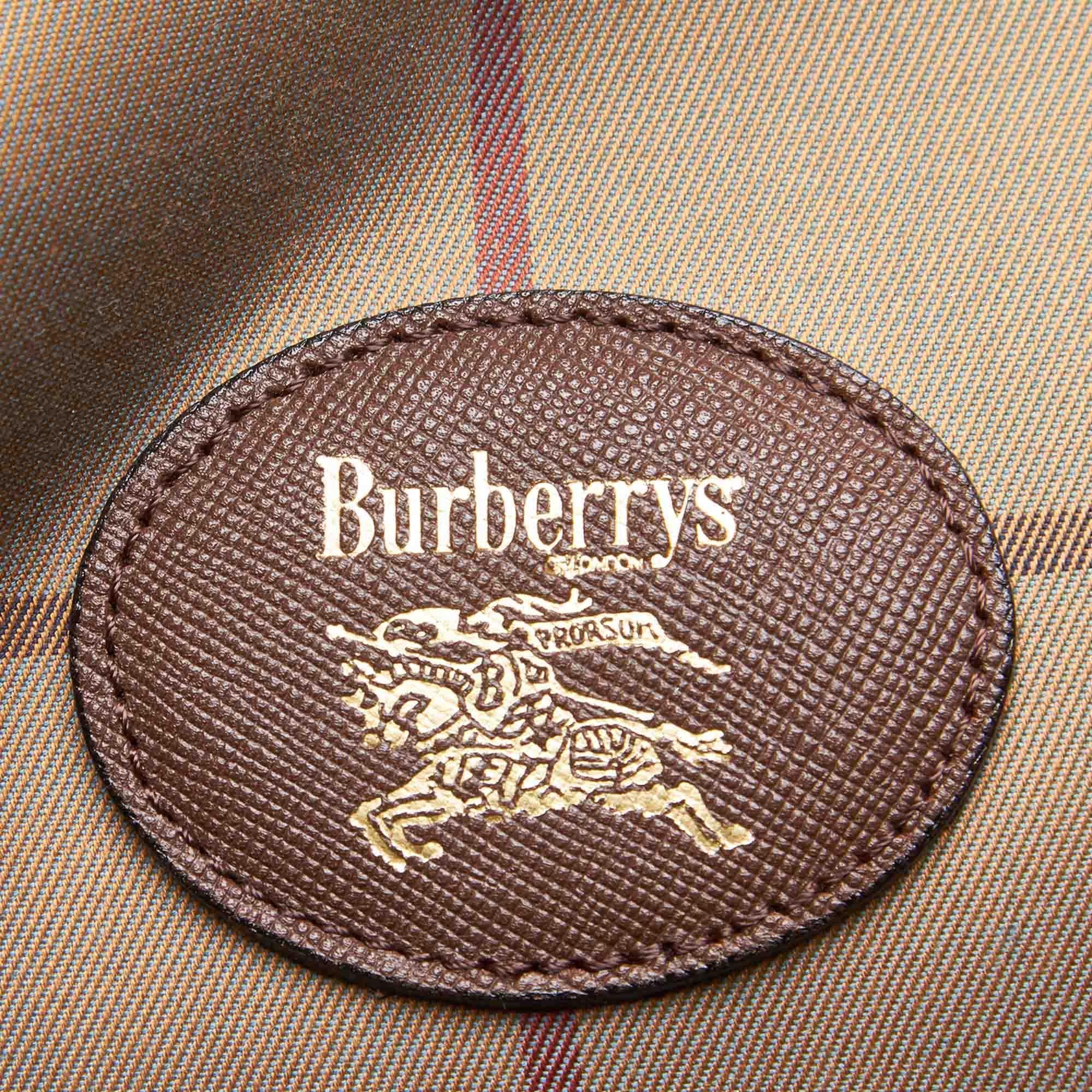 Vintage Authentic Burberry Brown Plaid Travel Bag United Kingdom LARGE For Sale 2