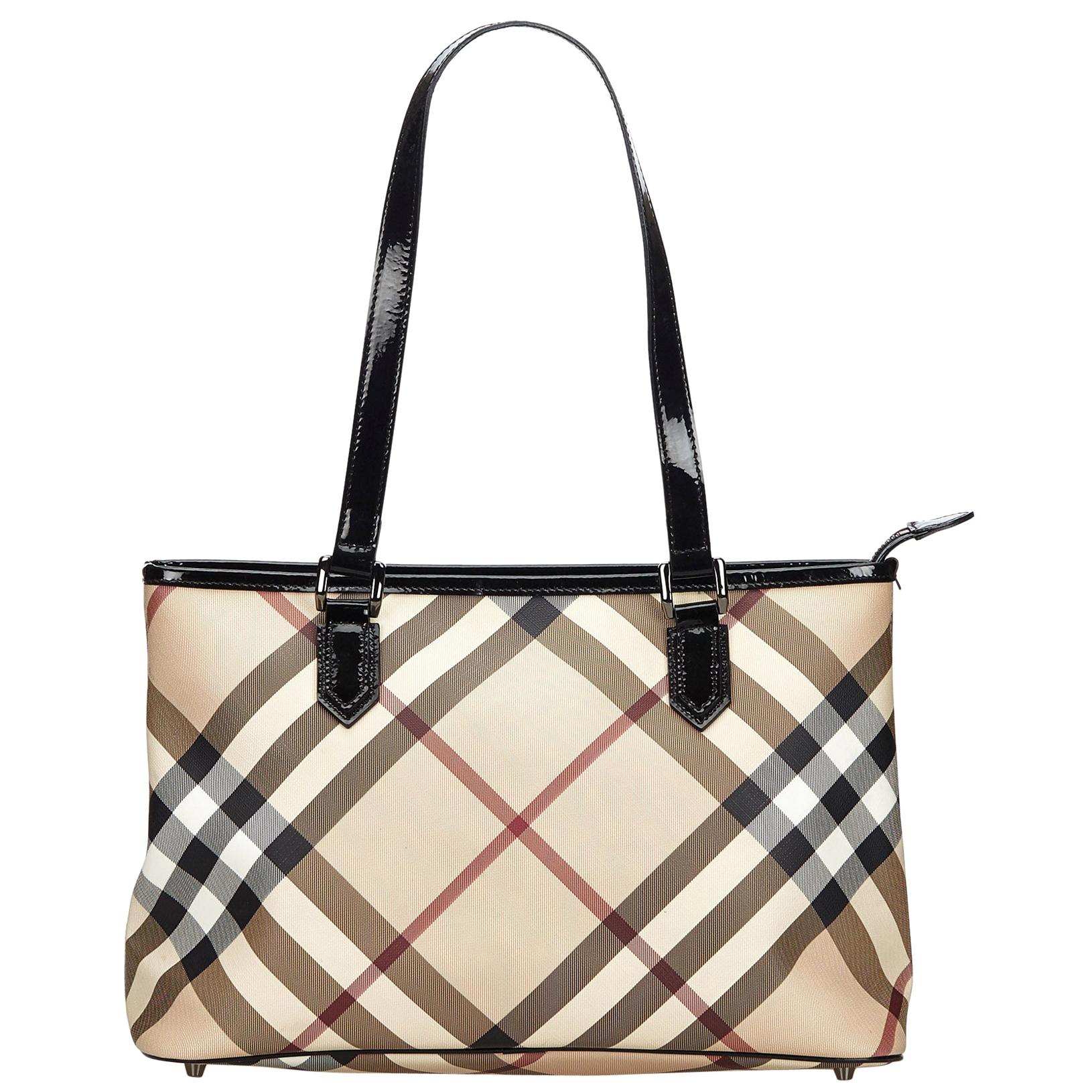 Vintage Authentic Burberry Pink Plaid Tote Bag United Kingdom LARGE For  Sale at 1stDibs
