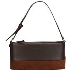 Vintage Authentic Burberry Dark Leather Baguette United Kingdom w Box SMALL