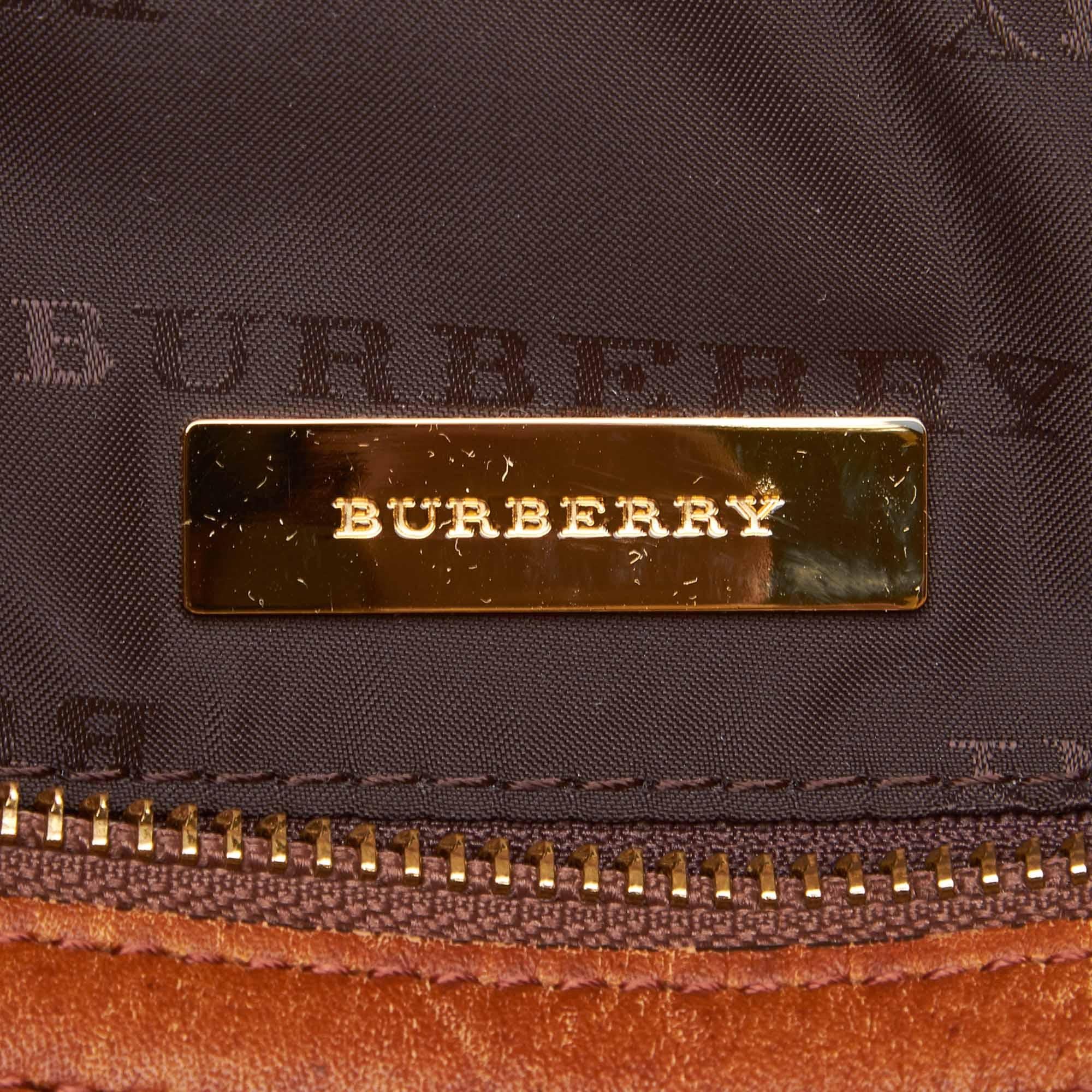 Brown Vintage Authentic Burberry Haymarket Check Travel Bag United Kingdom LARGE For Sale