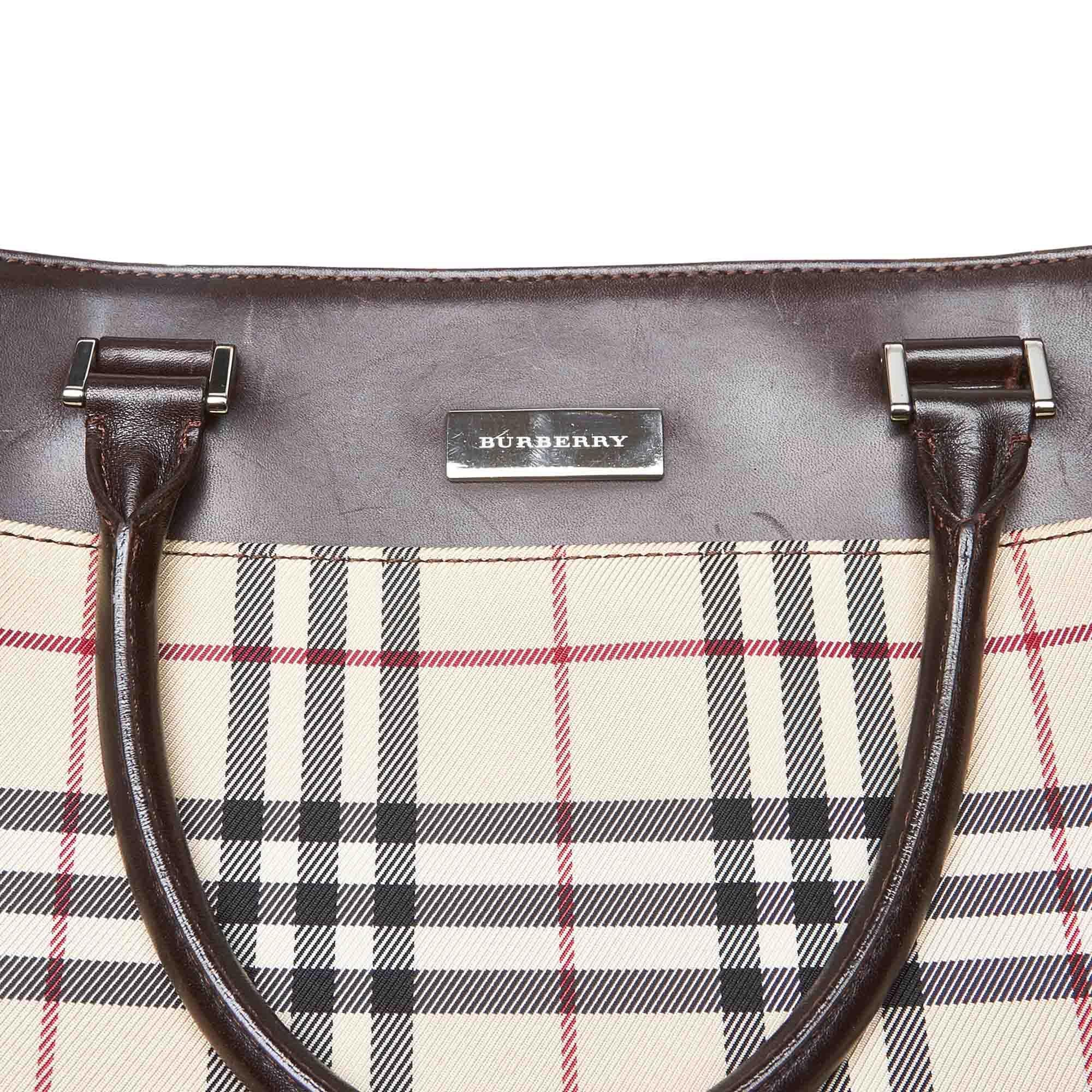 Vintage Authentic Burberry House Check Tote Bag United Kingdom w Box LARGE  For Sale 6