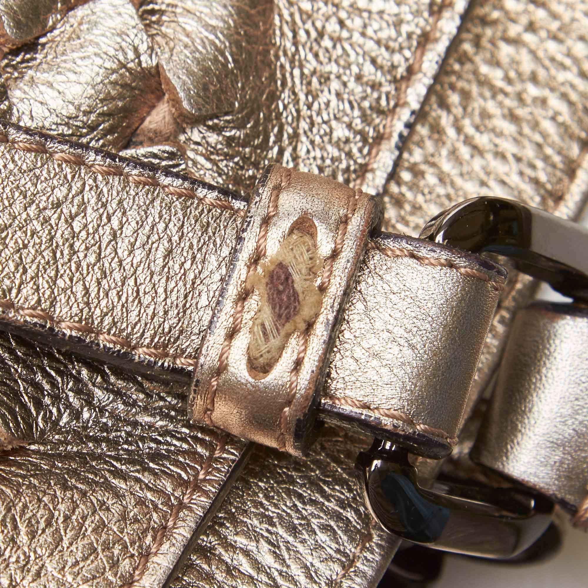 Vintage Authentic Burberry Leather Weaved Metallic Tote Bag w Dust Bag Pouch For Sale 3