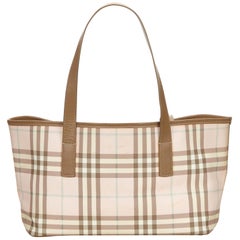 Vintage Authentic Burberry Pink Plaid Tote Bag United Kingdom LARGE