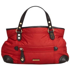 Vintage Authentic Burberry Red Dark Handbag United Kingdom w Dust Bag MEDIUM
