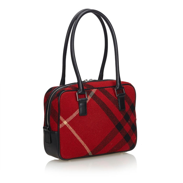 Vintage Authentic Burberry Red Plaid Shoulder Bag United Kingdom MEDIUM