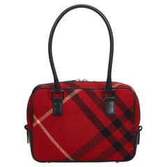 Vintage Authentic Burberry Red Plaid Shoulder Bag United Kingdom MEDIUM 