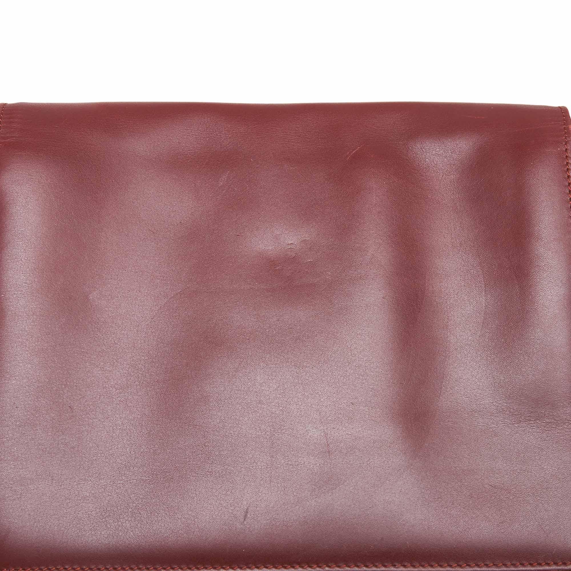 Vintage Authentic Cartier Red Leather Must de Cartier Shoulder Bag France SMALL  For Sale 3