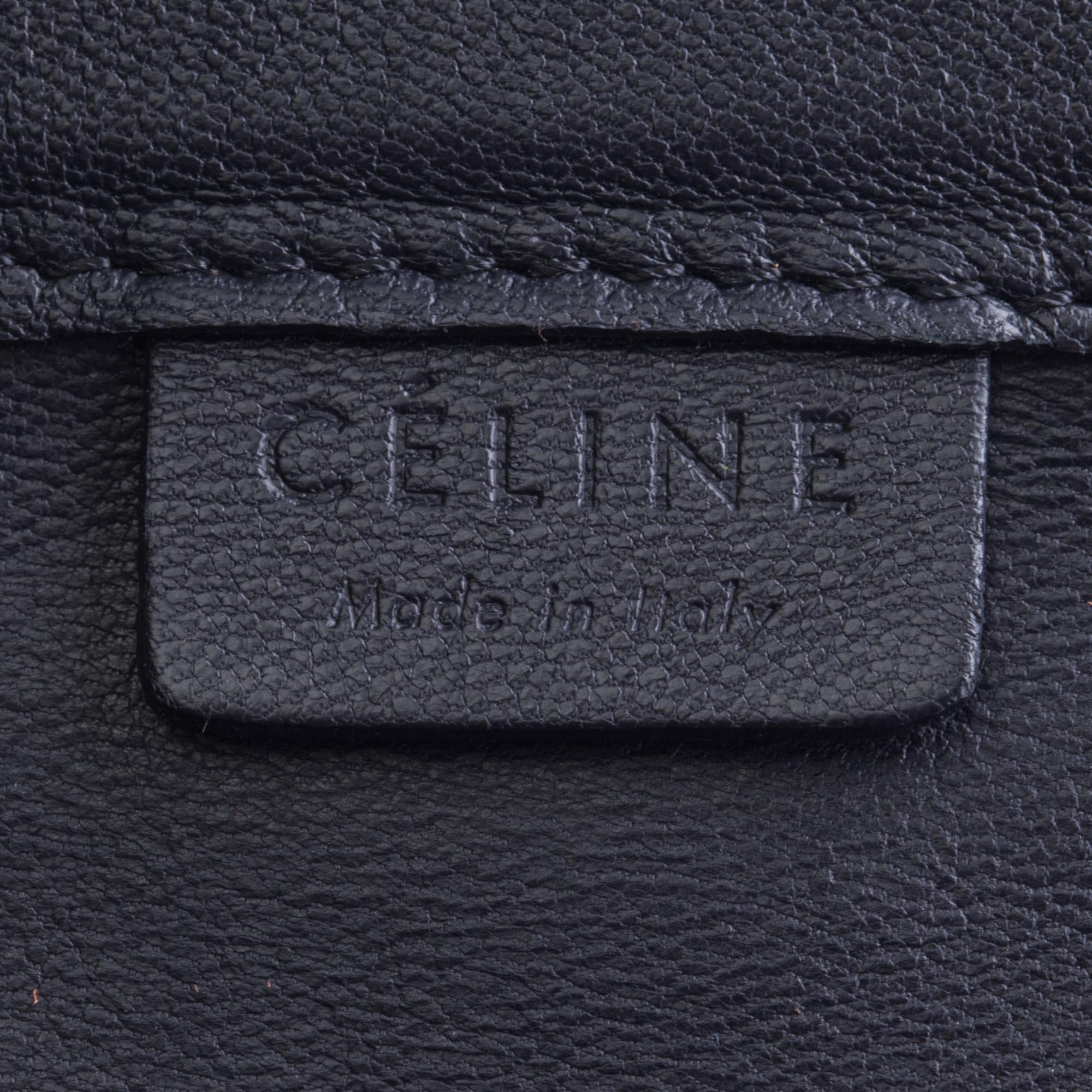Vintage Authentic Celine Black Leather Bicolor Vertical Cabas Tote FRANCE LARGE  For Sale 2