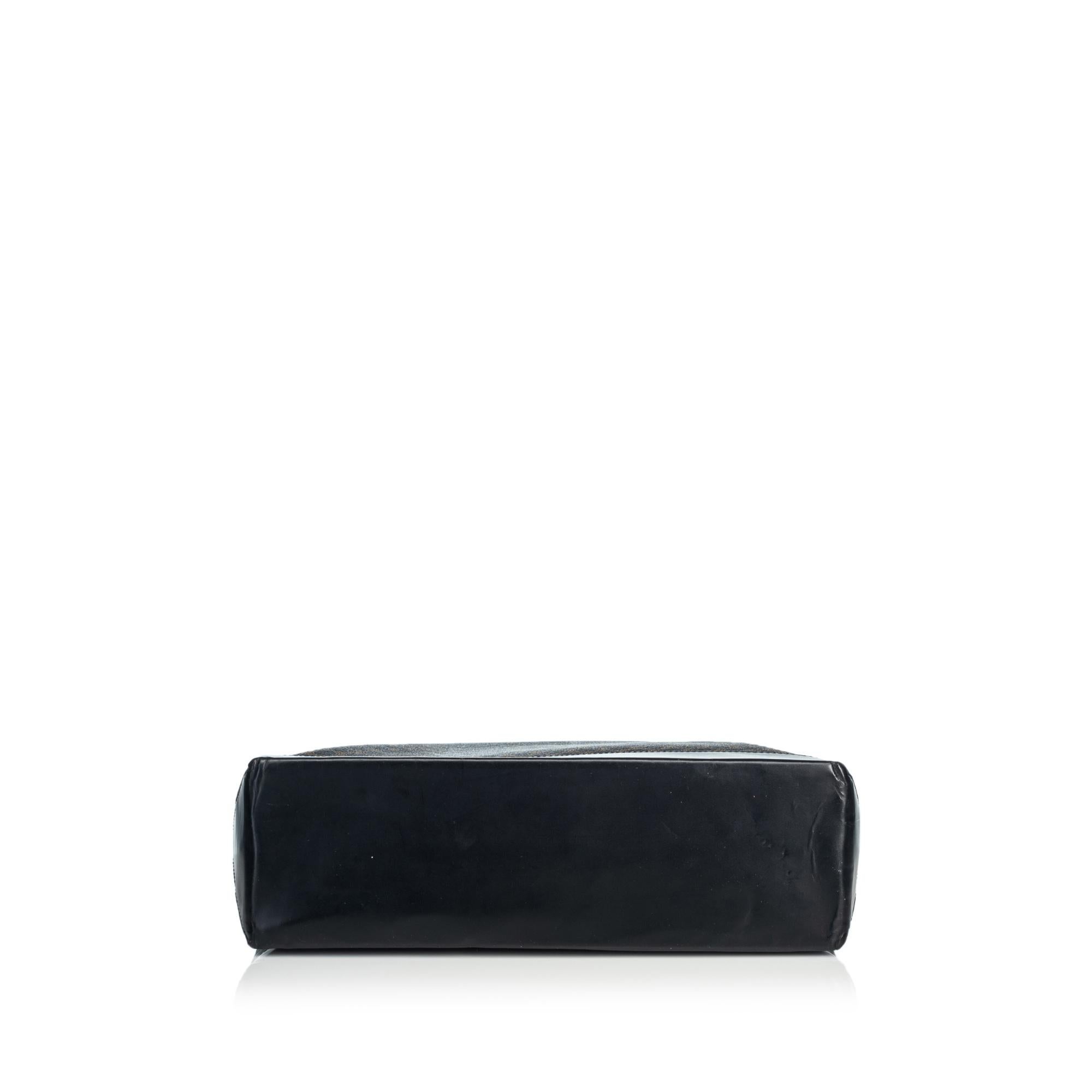Women's Vintage Authentic Celine Black PVC Plastic Macadam Tote Bag France LARGE 