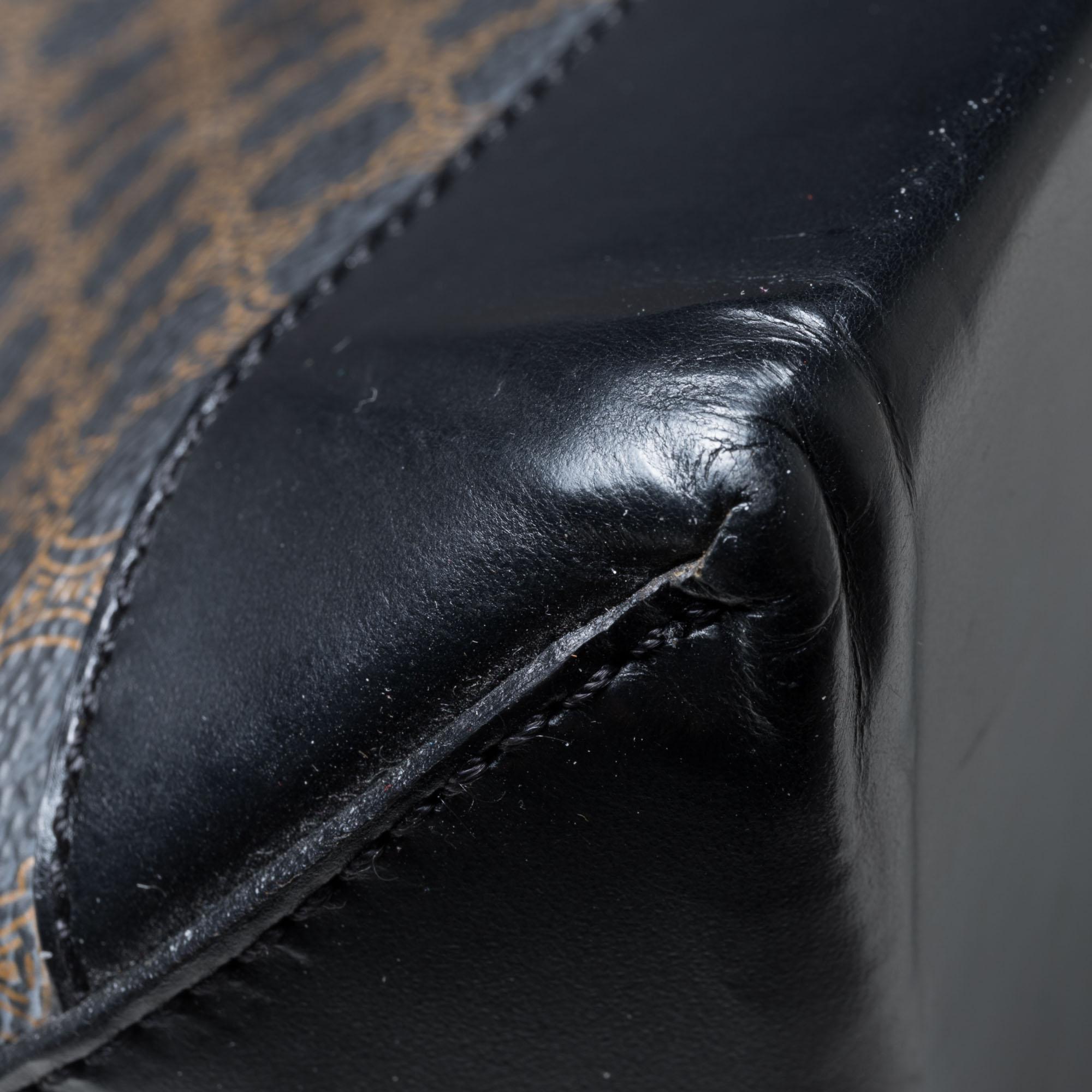 Vintage Authentic Celine Black PVC Plastic Macadam Tote Bag France LARGE  3