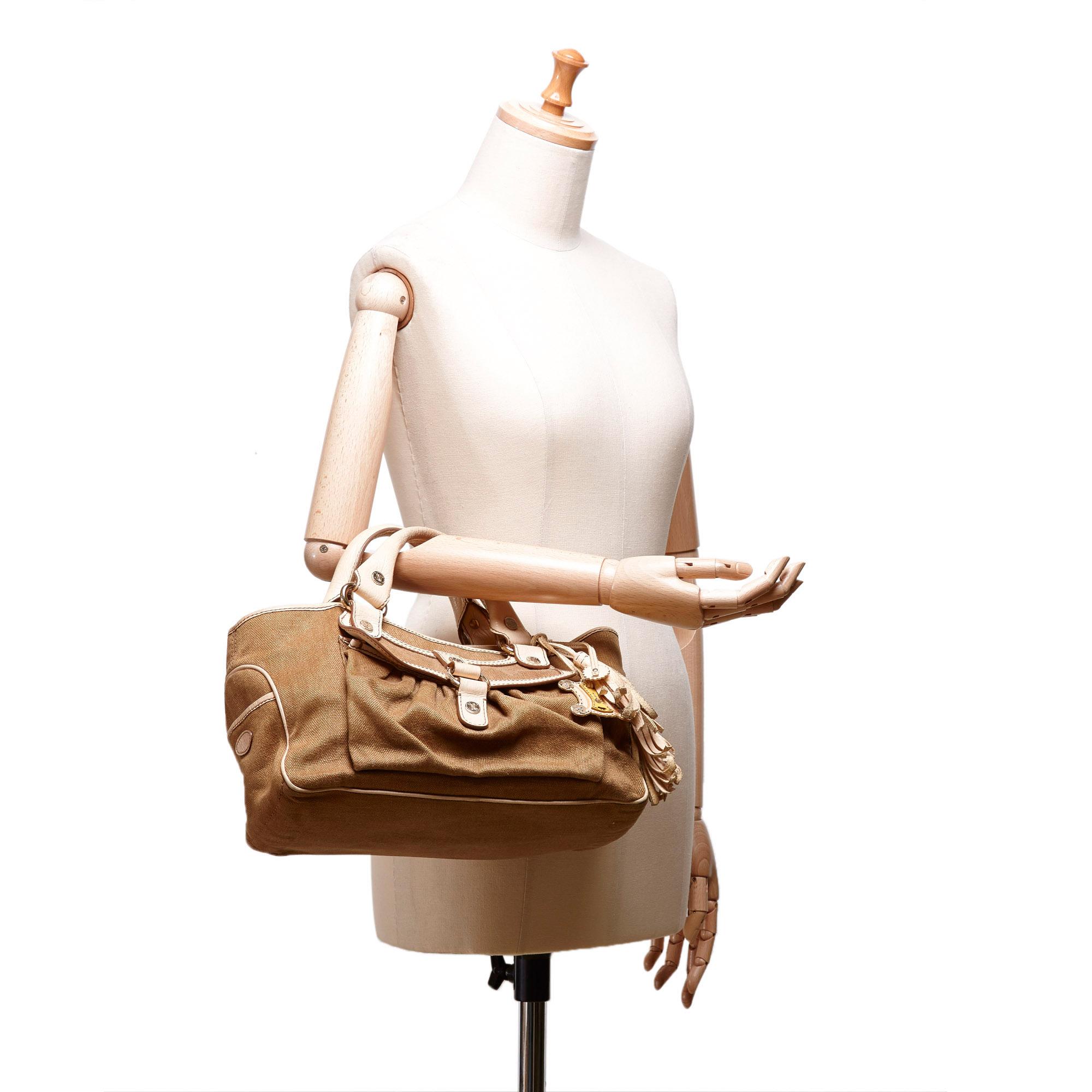 Vintage Authentic Celine Brown Jacquard Fabric Boogie Bag CHINA MEDIUM For Sale 2