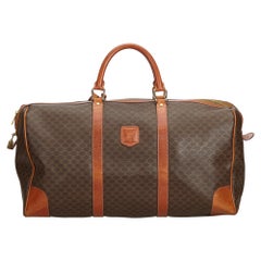 Vintage Authentic Celine Brown Macadam Duffle Bag France w Padlock LARGE