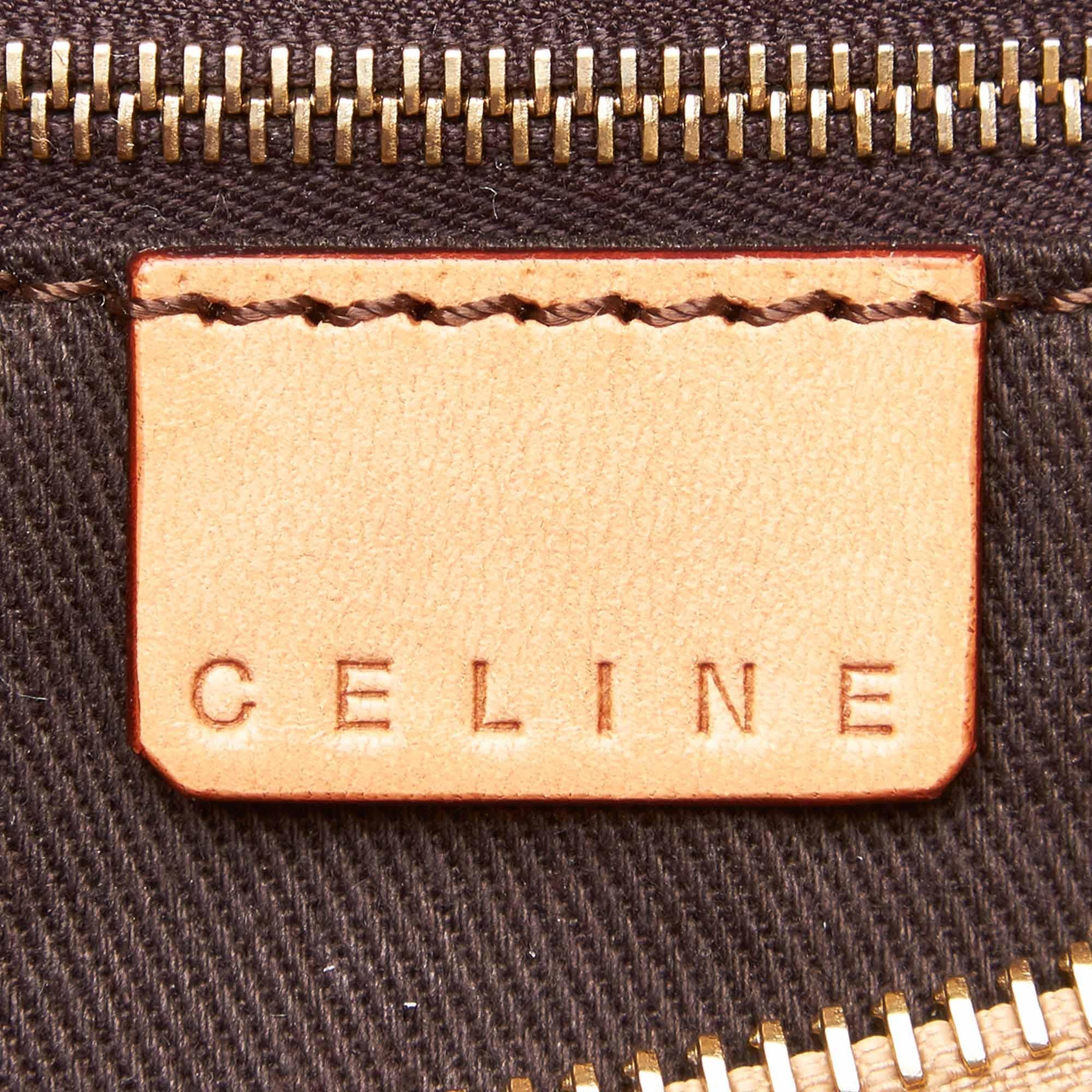 Vintage Authentic Celine Brown PVC Plastic Macadam Boston Bag Italy SMALL  For Sale 2