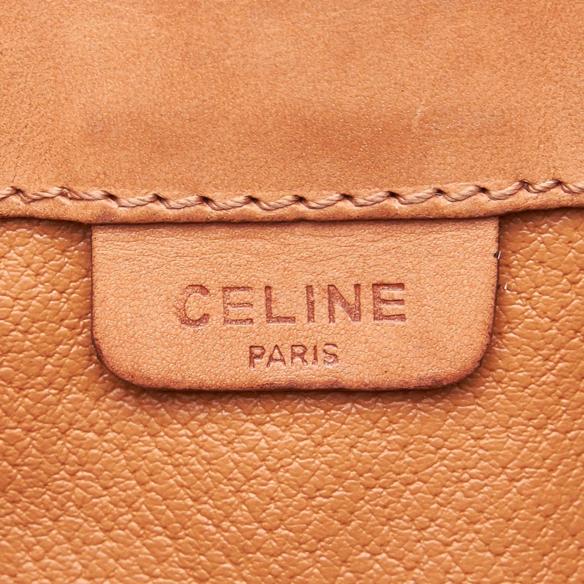 Vintage Authentic Celine Brown PVC Plastic Macadam Clutch Bag France SMALL  2