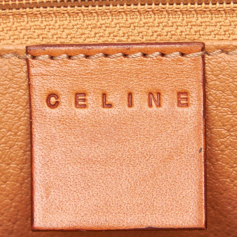 Vintage Authentic Celine Brown PVC Plastic Macadam Satchel France MEDIUM