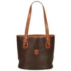 Vintage Authentic Celine Brown PVC Plastic Macadam Tote Bag Italy LARGE