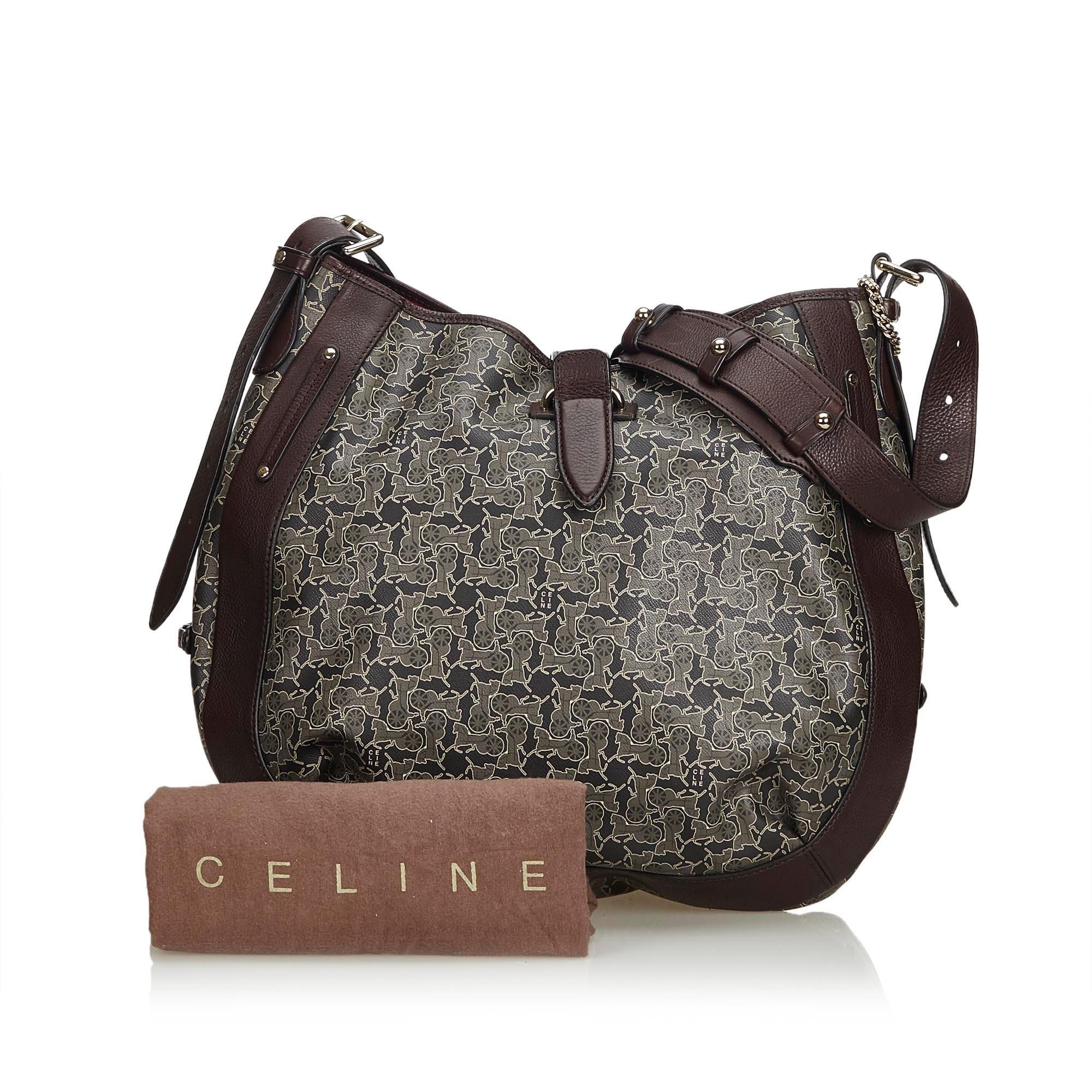 Vintage Authentic Celine Gray Dark Macadam Shoulder Bag China MEDIUM For Sale 3