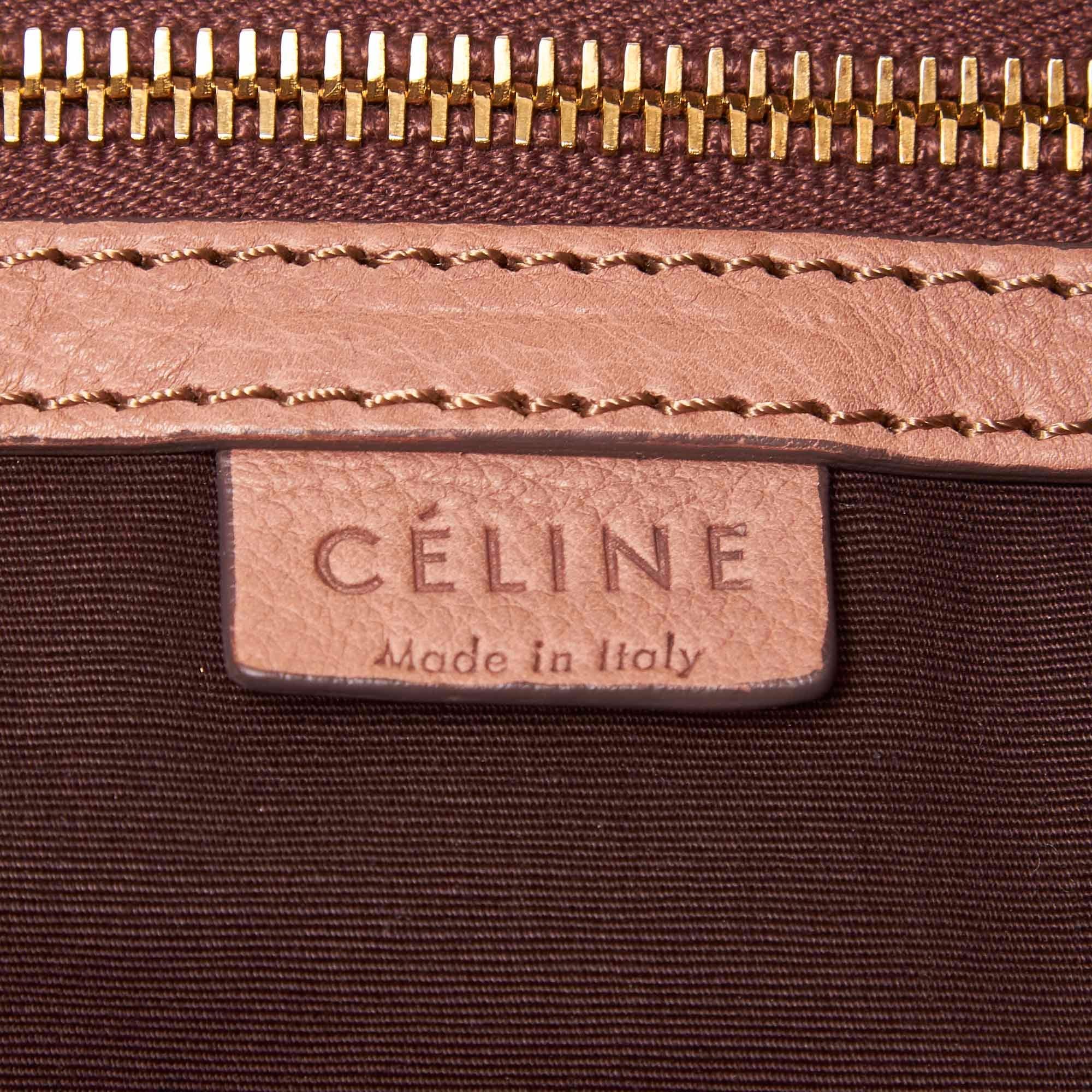 Vintage Authentic Celine Pink Leather Shoulder Bag Italy w/ Dust Bag LARGE  1