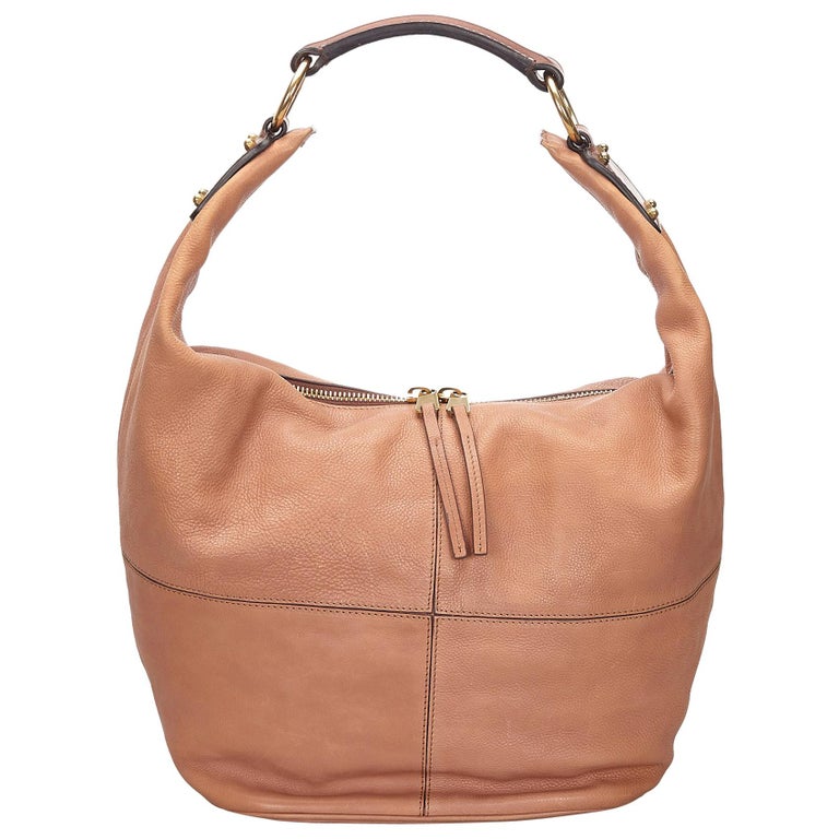 Vintage Authentic Celine Pink Leather Shoulder Bag Italy w/ Dust Bag LARGE For Sale at 1stdibs