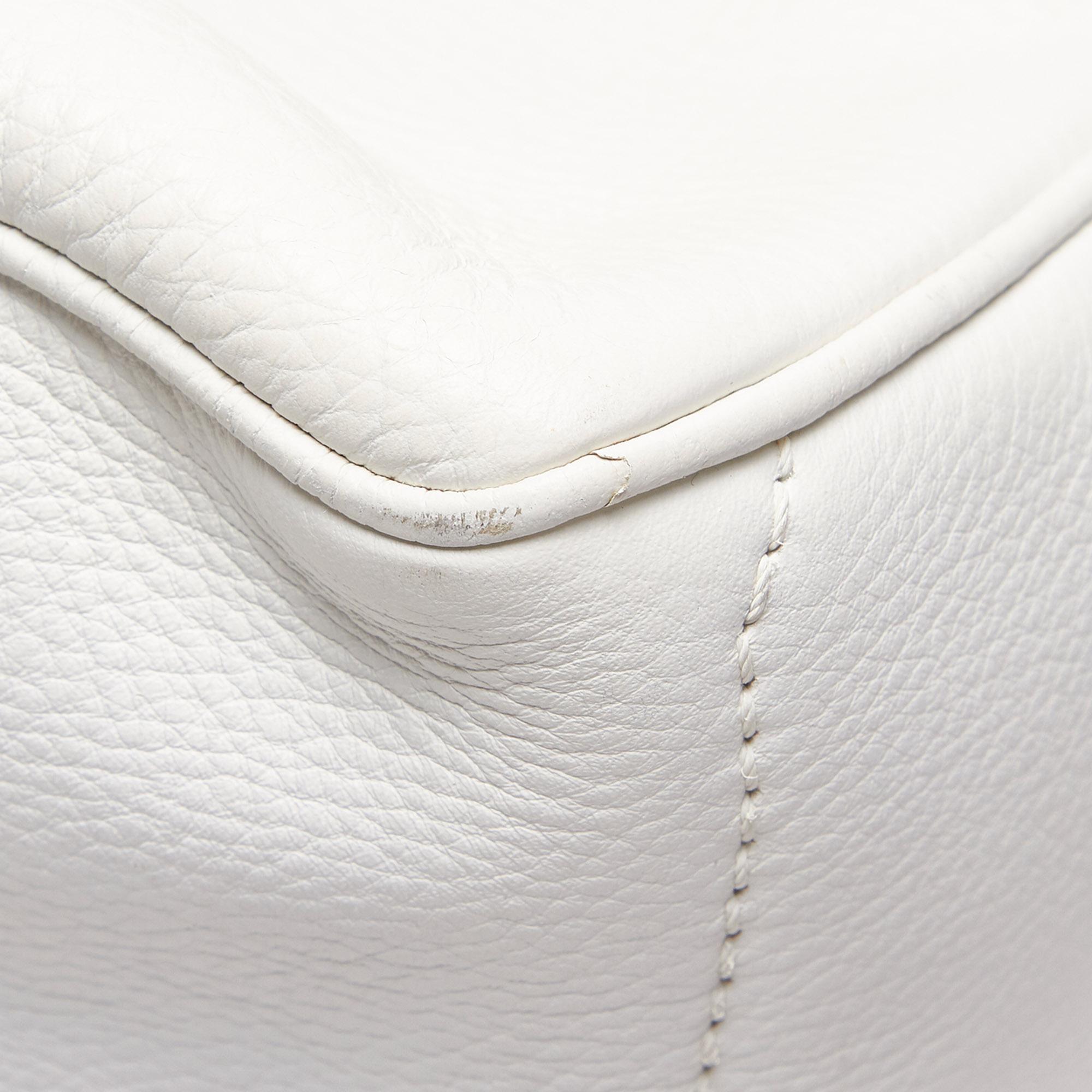 Vintage Authentic Celine White Leather Boogie ITALY w/ Dust Bag MEDIUM 5