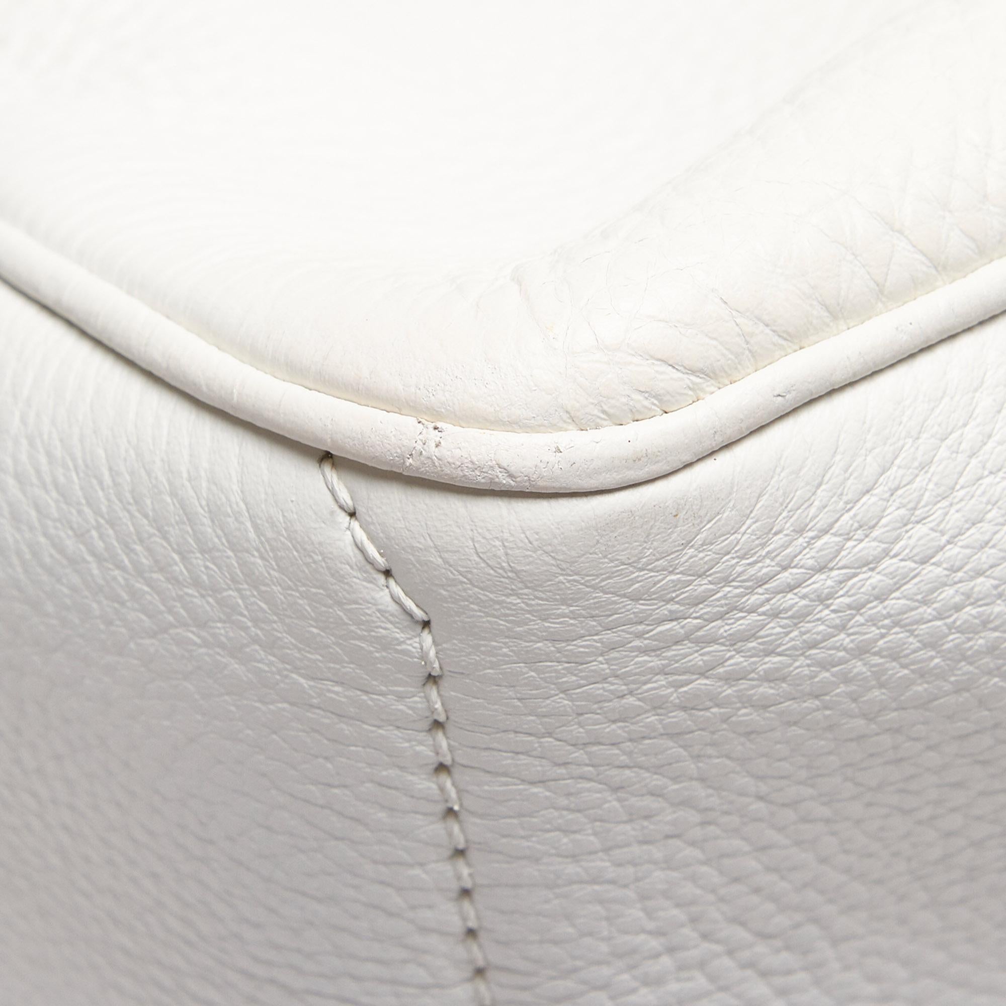 Vintage Authentic Celine White Leather Boogie ITALY w/ Dust Bag MEDIUM 6