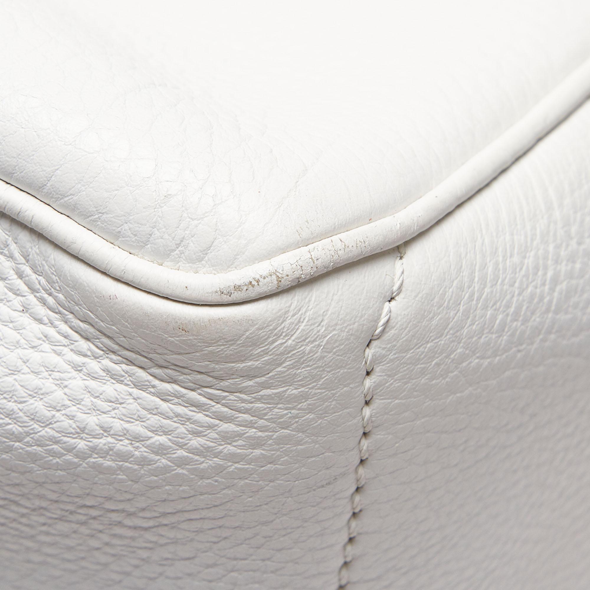 Vintage Authentic Celine White Leather Boogie ITALY w/ Dust Bag MEDIUM 7