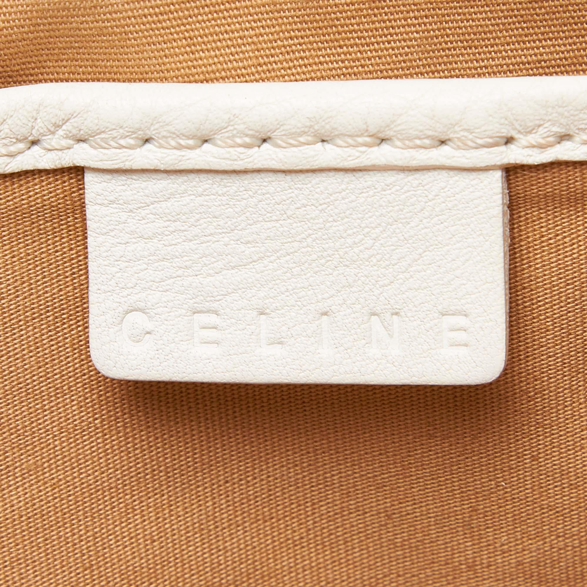 Vintage Authentic Celine White Leather Boogie ITALY w/ Dust Bag MEDIUM 1