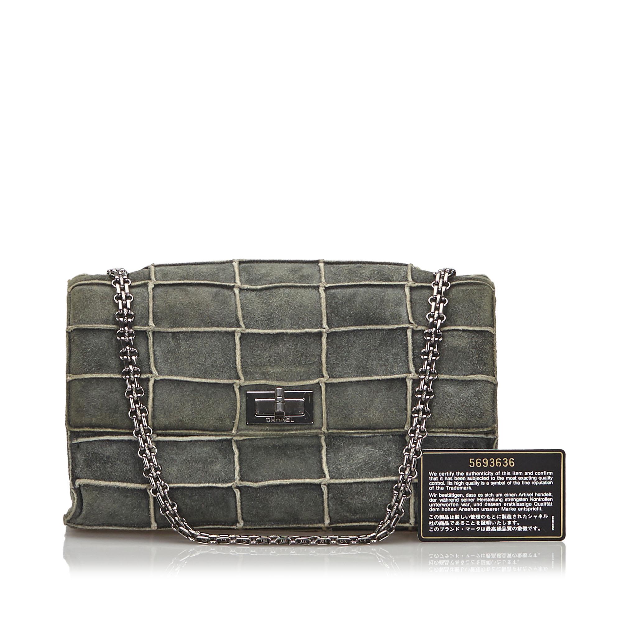 Vintage Authentic Chanel Gray Reissue 225 Patchwork Flap Bag FRANCE w MEDIUM  6